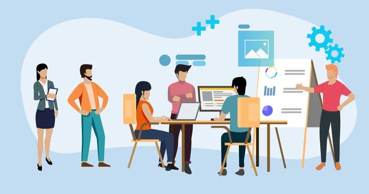 A group of students studying together on a campus